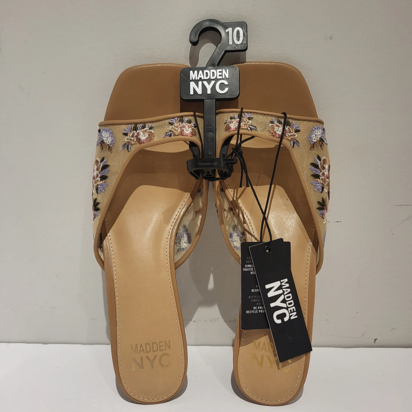 Womens Madden NYC Floral Embroidered Kitten Heel Sandals