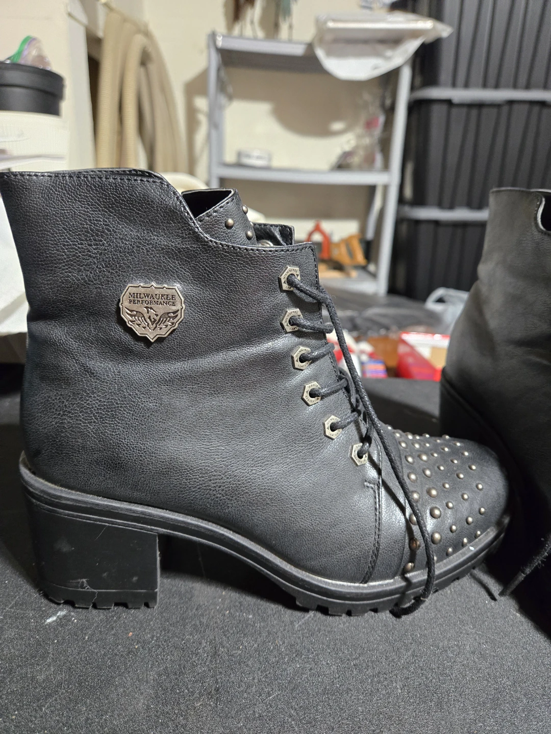 Milwaukee Performance Black Studded Boots Size 8 - photo 2