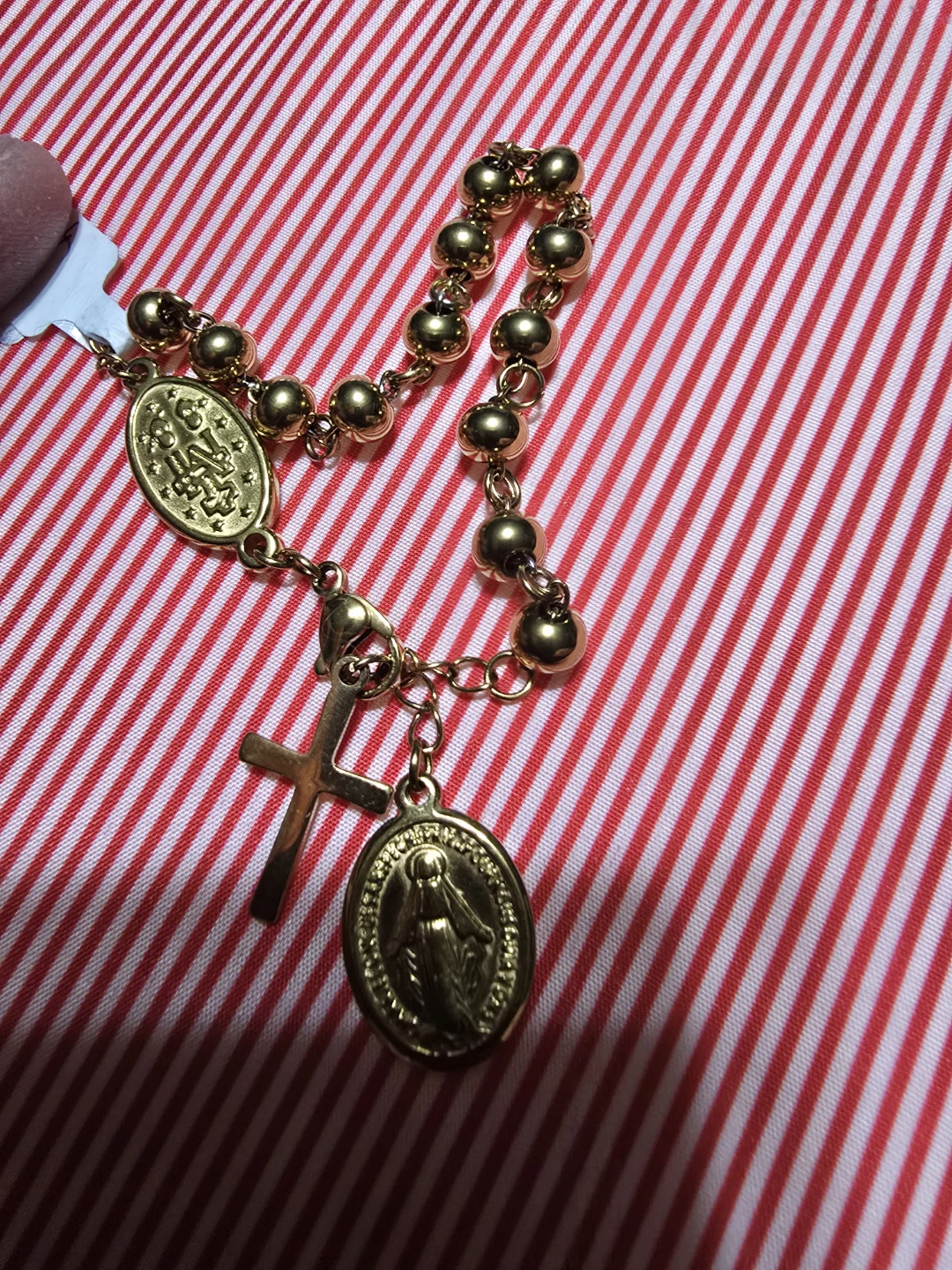 Gold-tone beaded rosary bracelet - photo 3