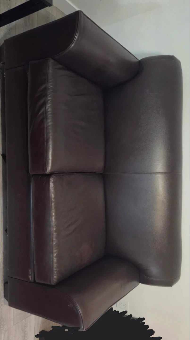 Dark brown leather loveseat - photo 4