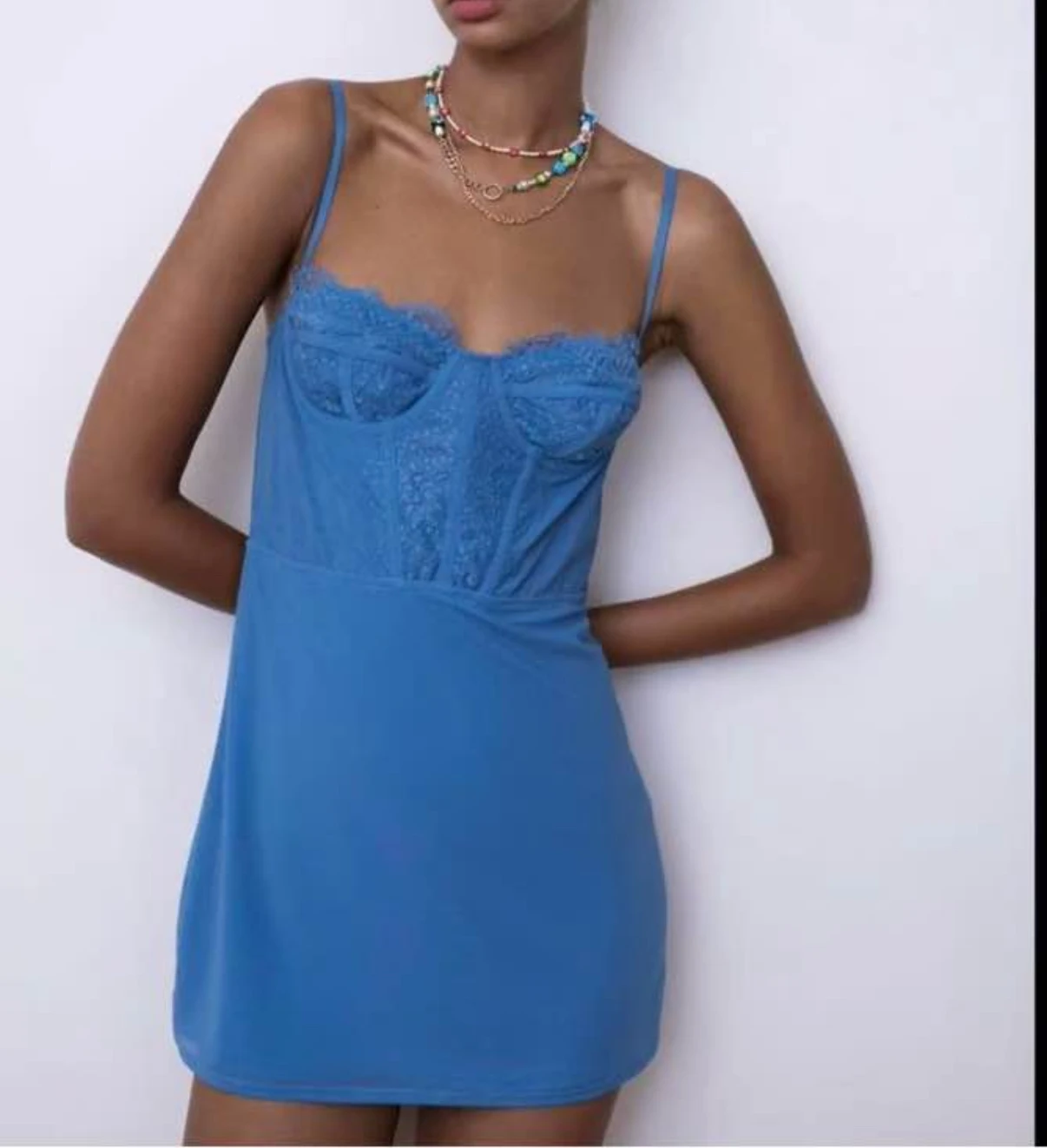 Urban Outfitters Corset Mini Dress Blue S-P