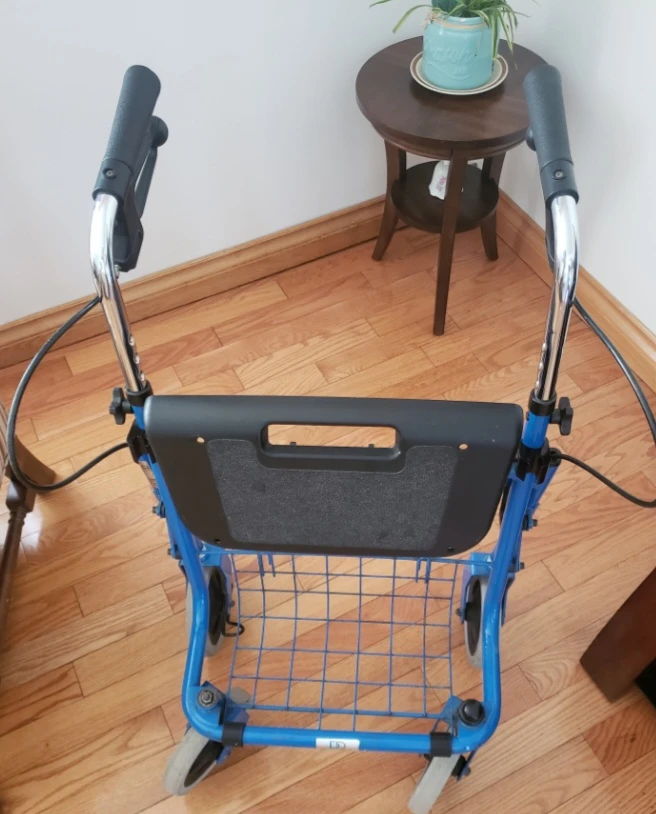 Blue Four-Wheel Rollator Walker with Seat and Basket - photo 2