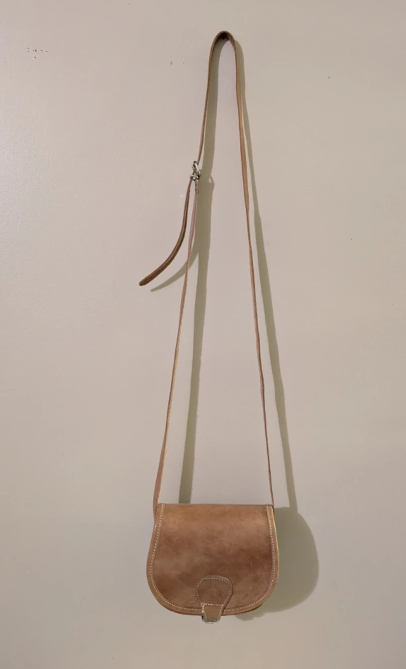 Vintage Tan Leather Crossbody Bag