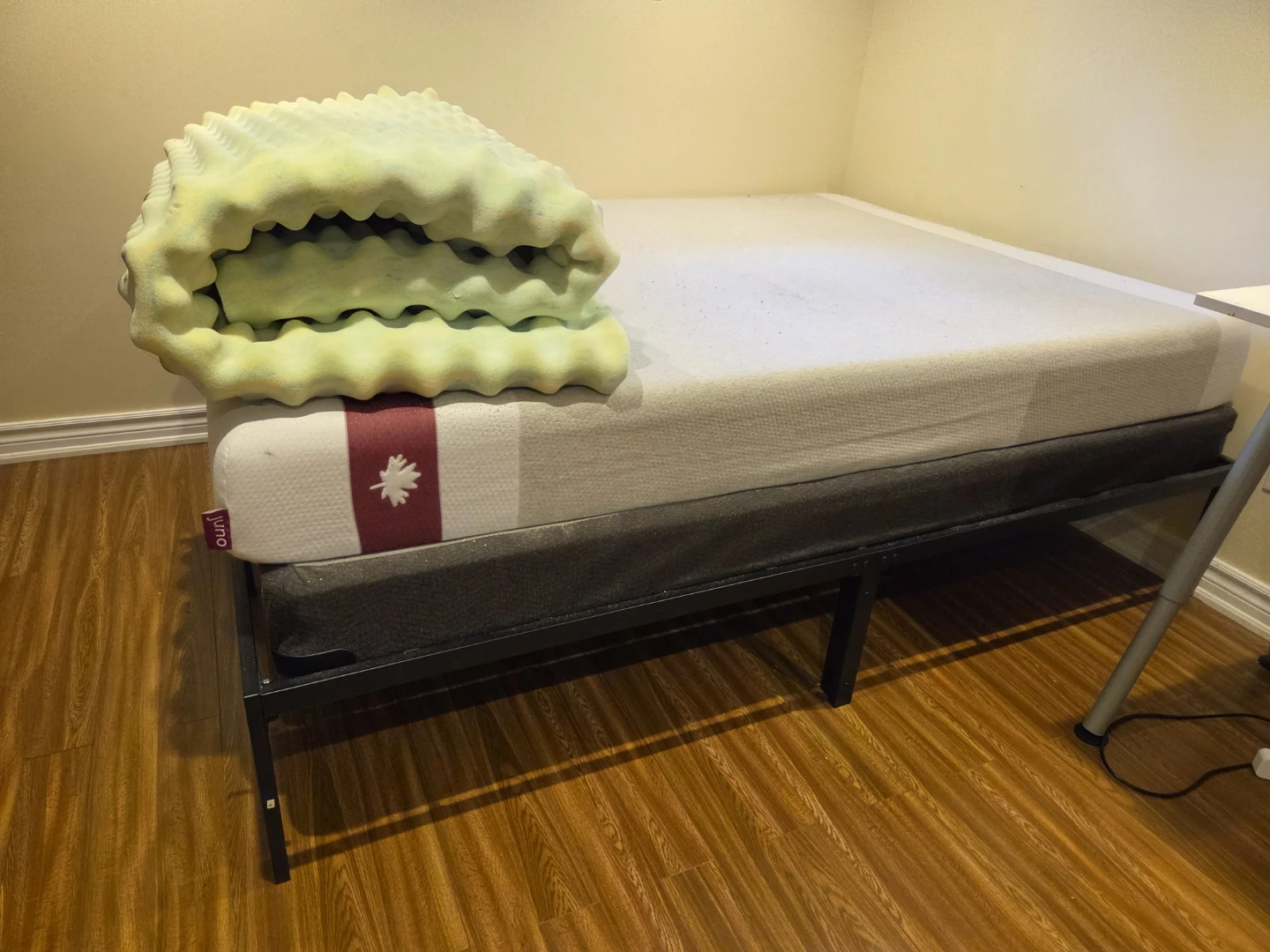 Mattress with Egg Crate Foam Topper and Frame