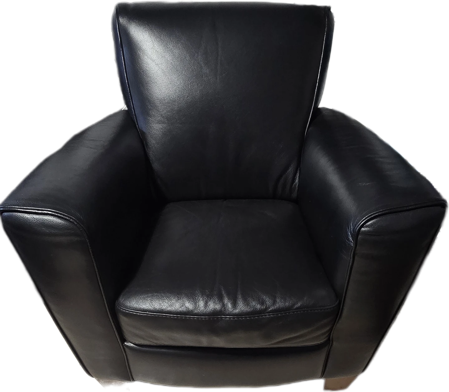 Natuzzi Editions black leather sofa & arm chair