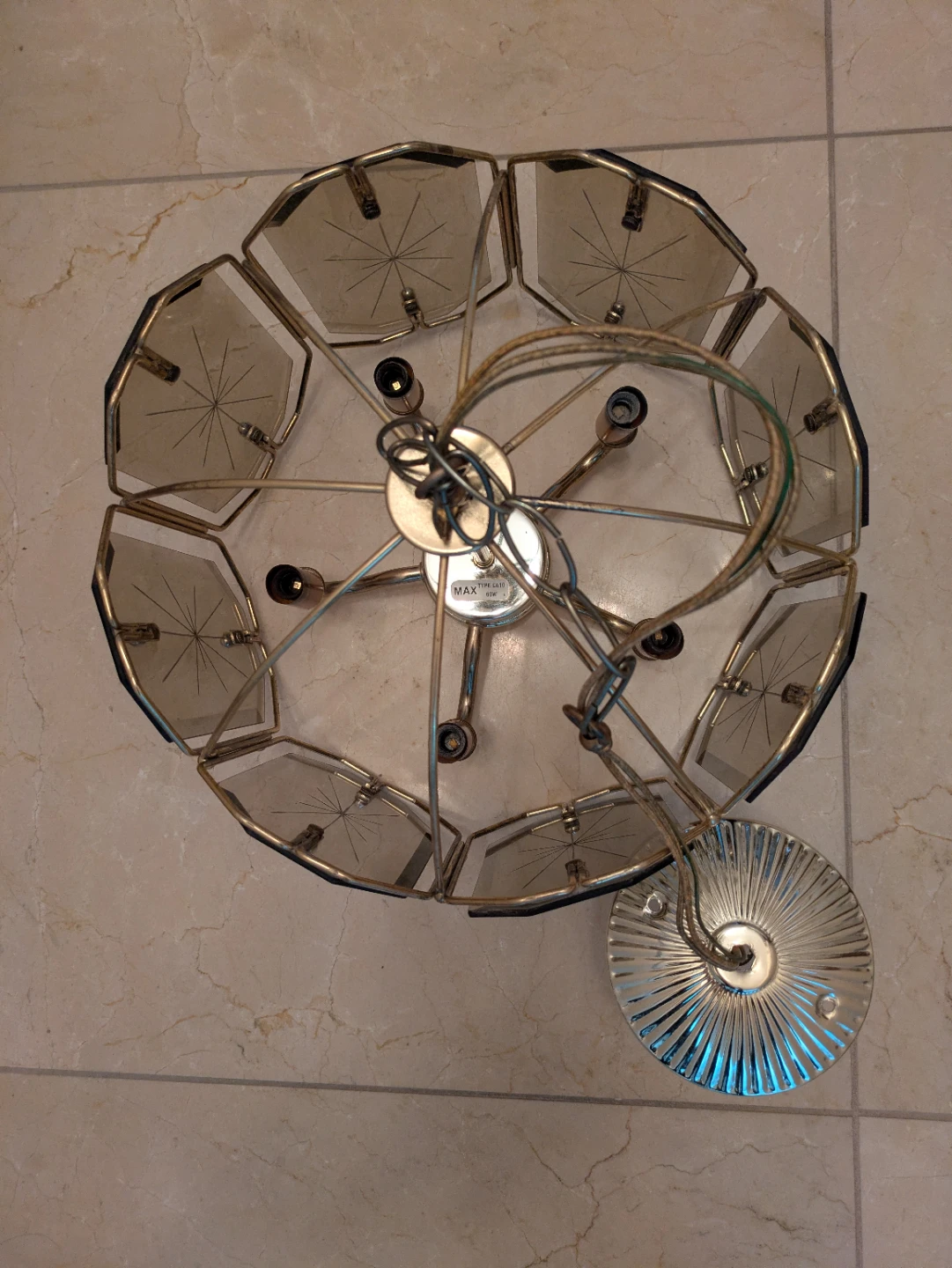 Vintage Chandelier with Glass Panels - photo 4