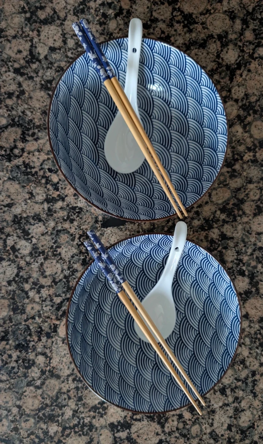 Two Japanese-style ramen bowls w/ spoons and chopsticks. - photo 3