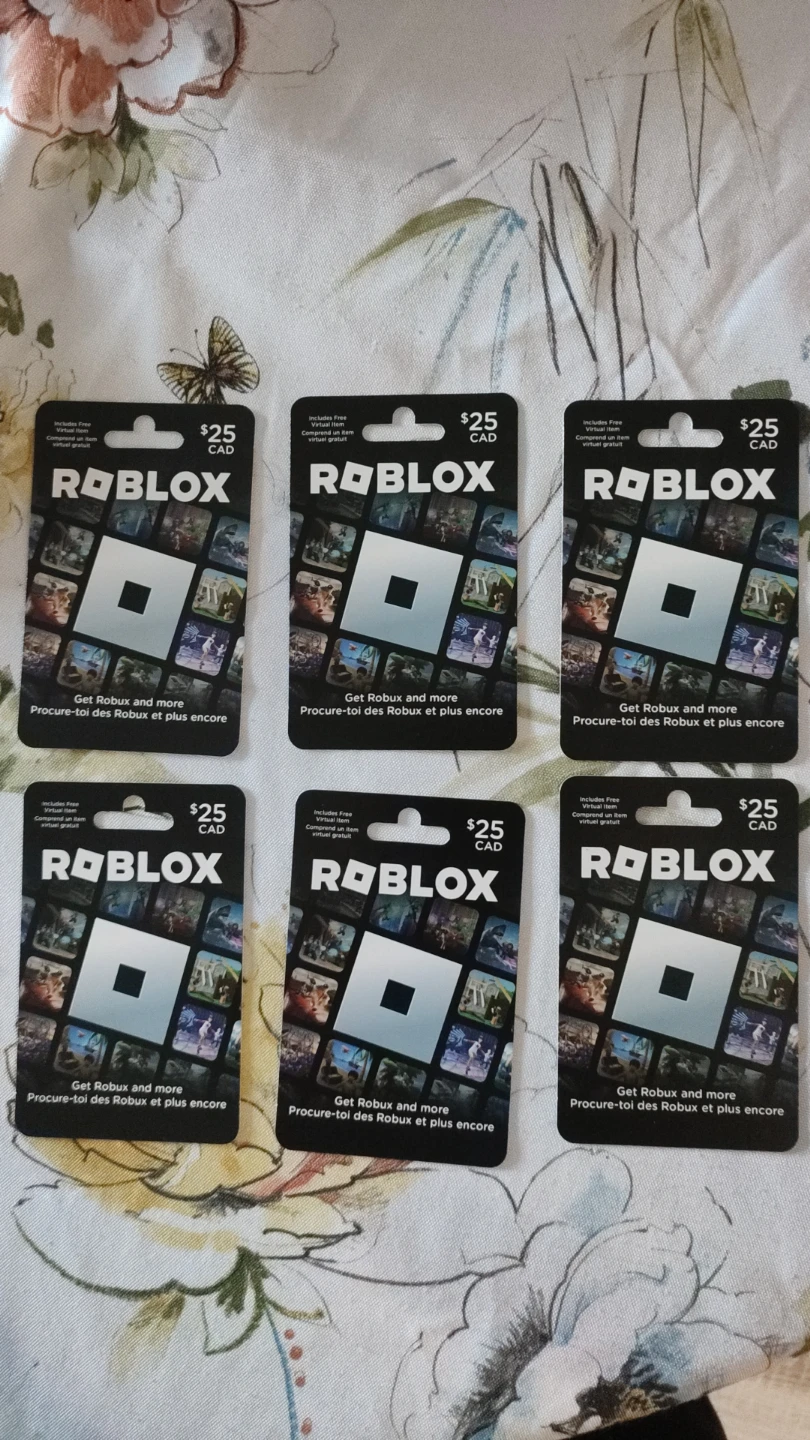 Six Roblox $25 CAD Gift Cards each