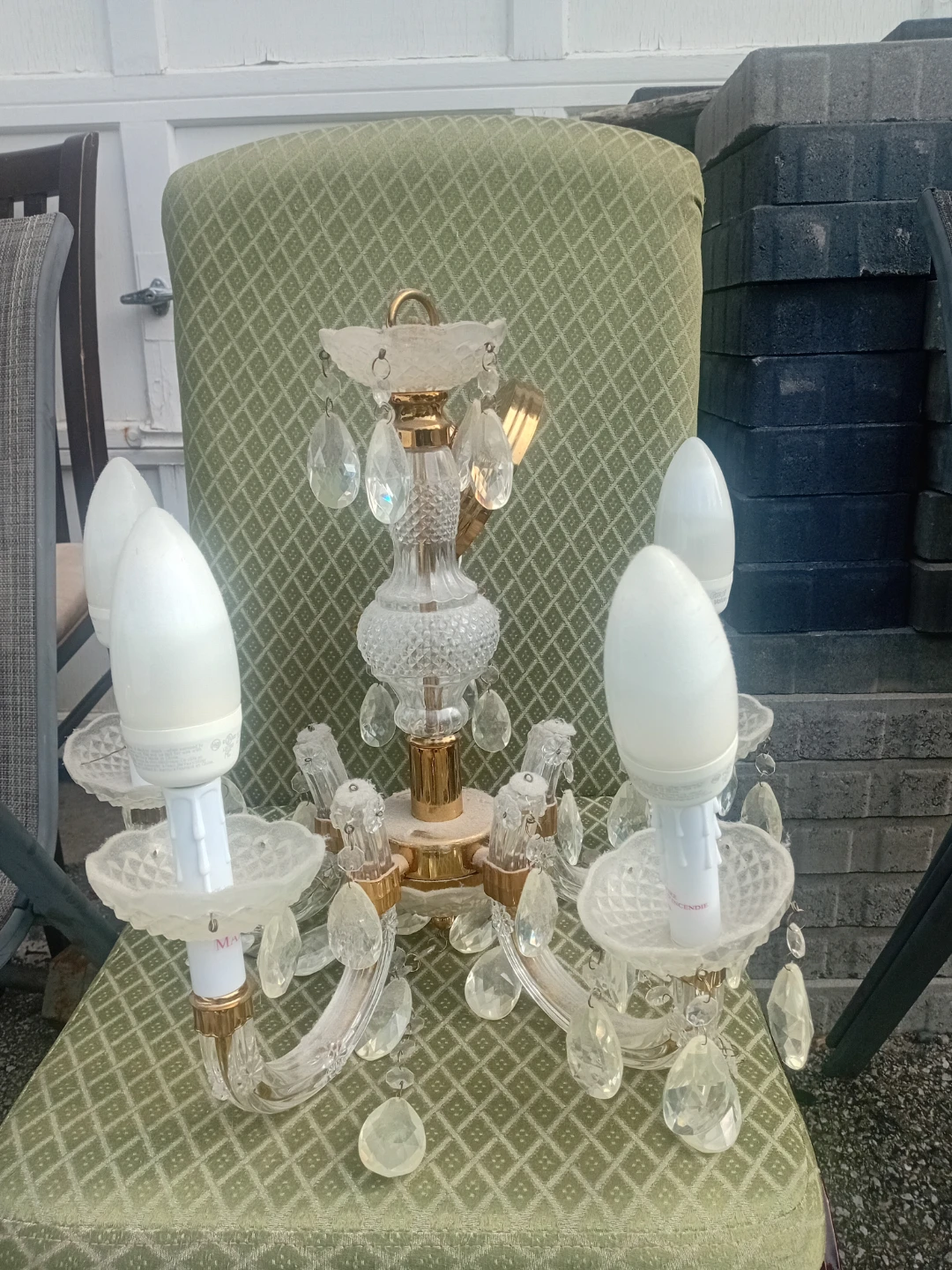 Vintage Brass and Crystal Chandelier