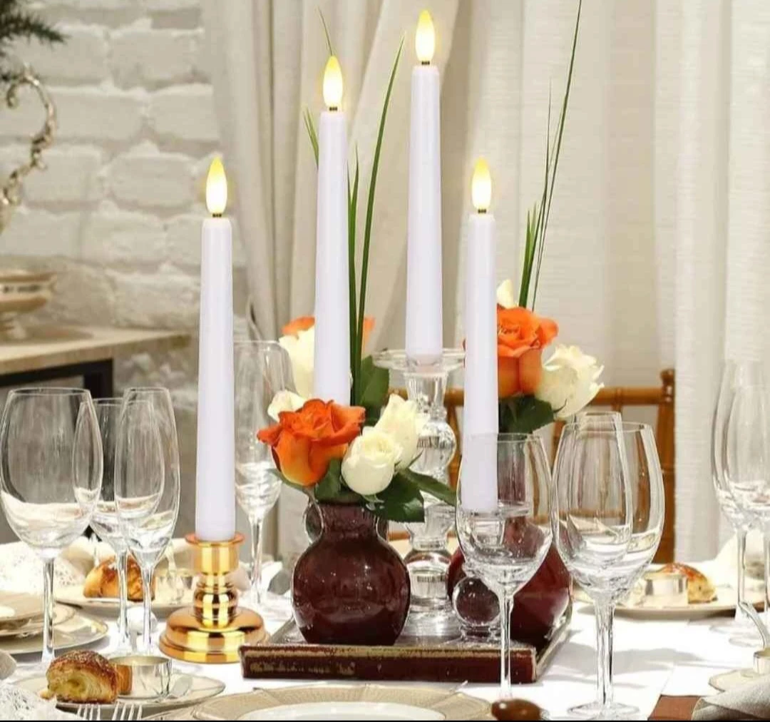 Set of 4 LED Taper Candles with Remote 🏈 - photo 2