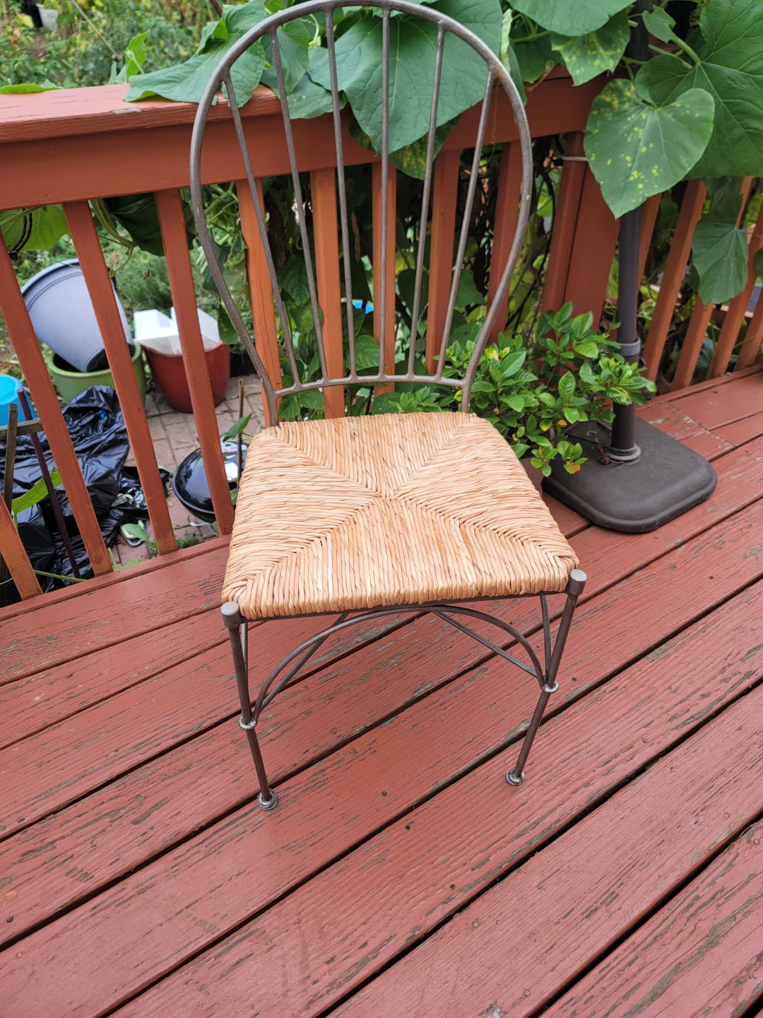 Metal and Woven Rattan Chair
