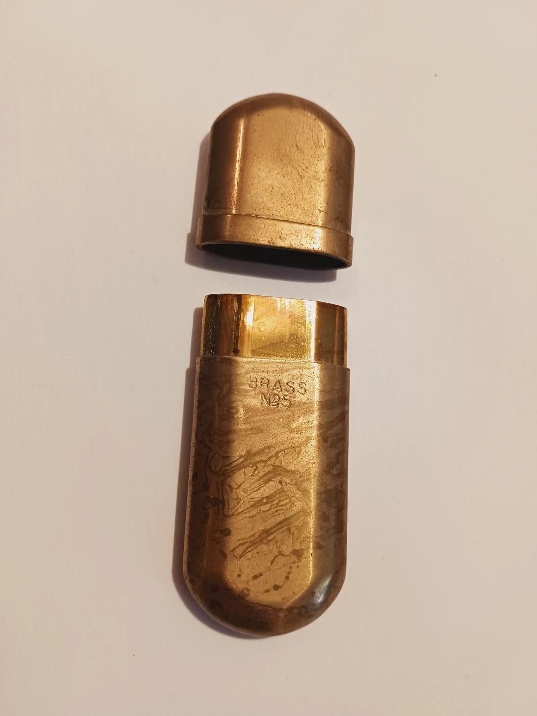Cute Vintage Brass No. 5 Case Miniature Container - photo 3