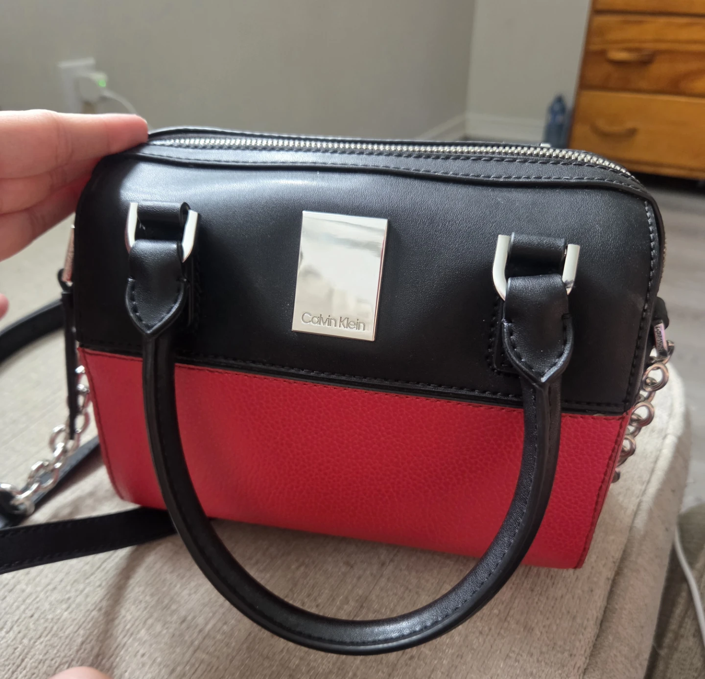 Calvin Klein black and red handbag
