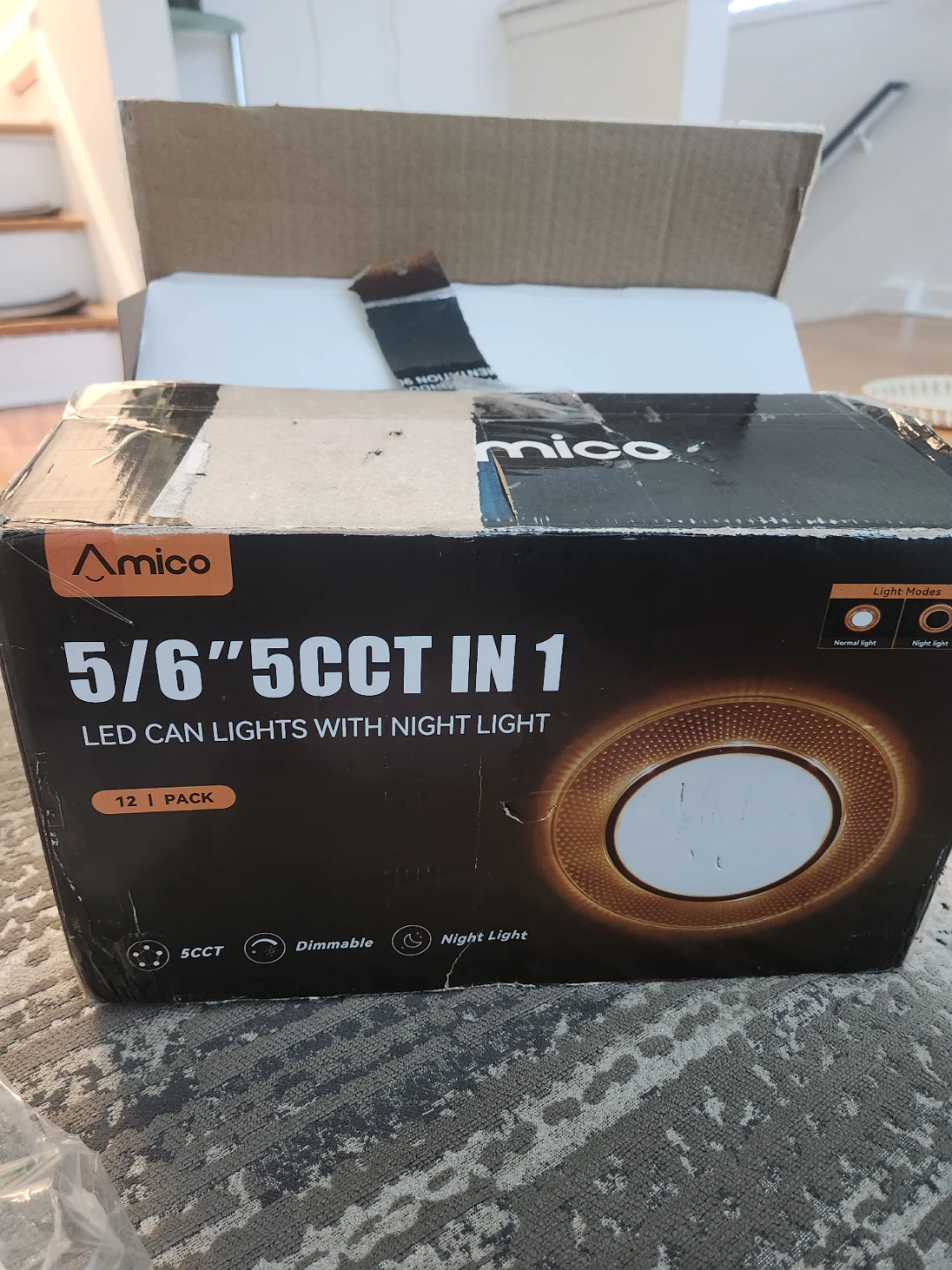 Amico 5/6 inch 5CCT LED Can Lights 12 Pack