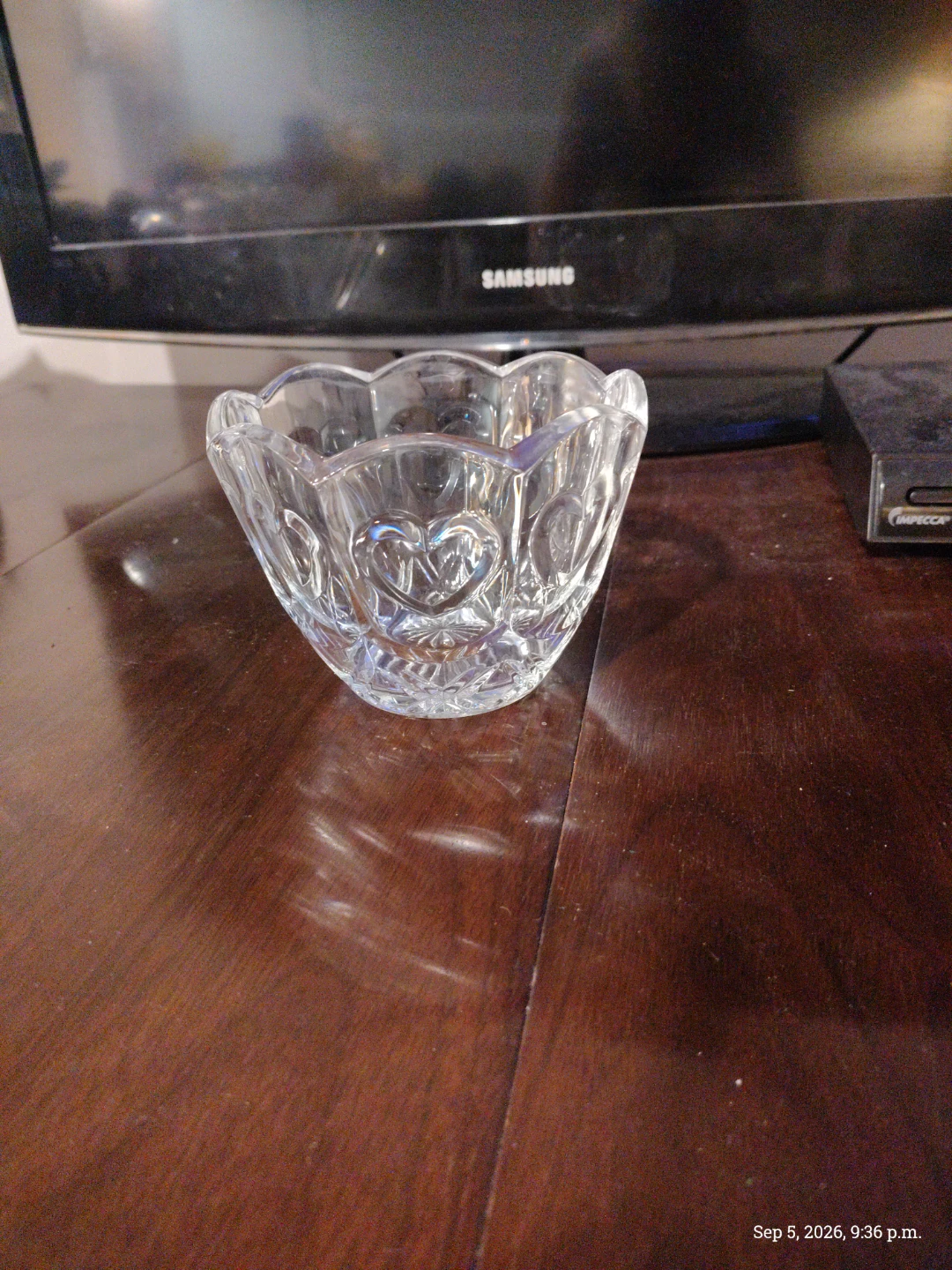 Clear Crystal Bowl with Heart Design
