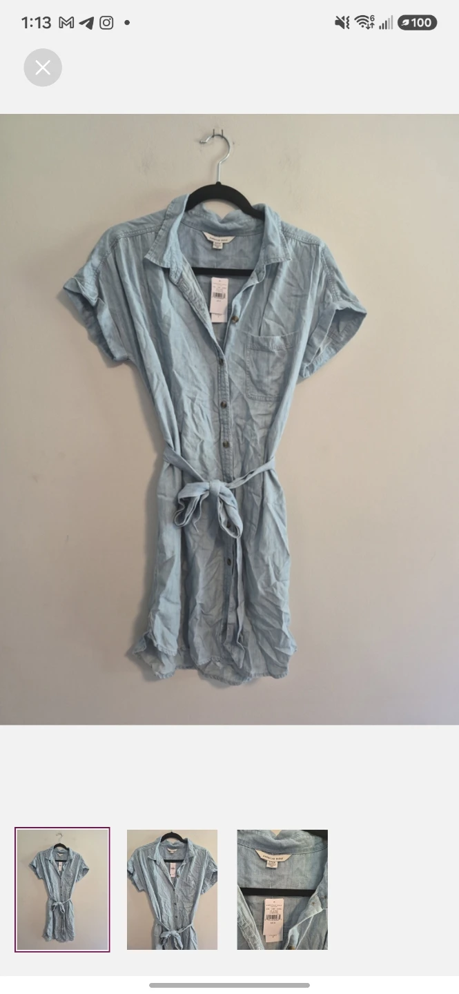 American Eagle Light Blue Shirt Dress