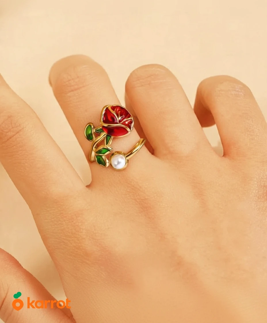 Gold-tone rose and pearl ring - photo 4