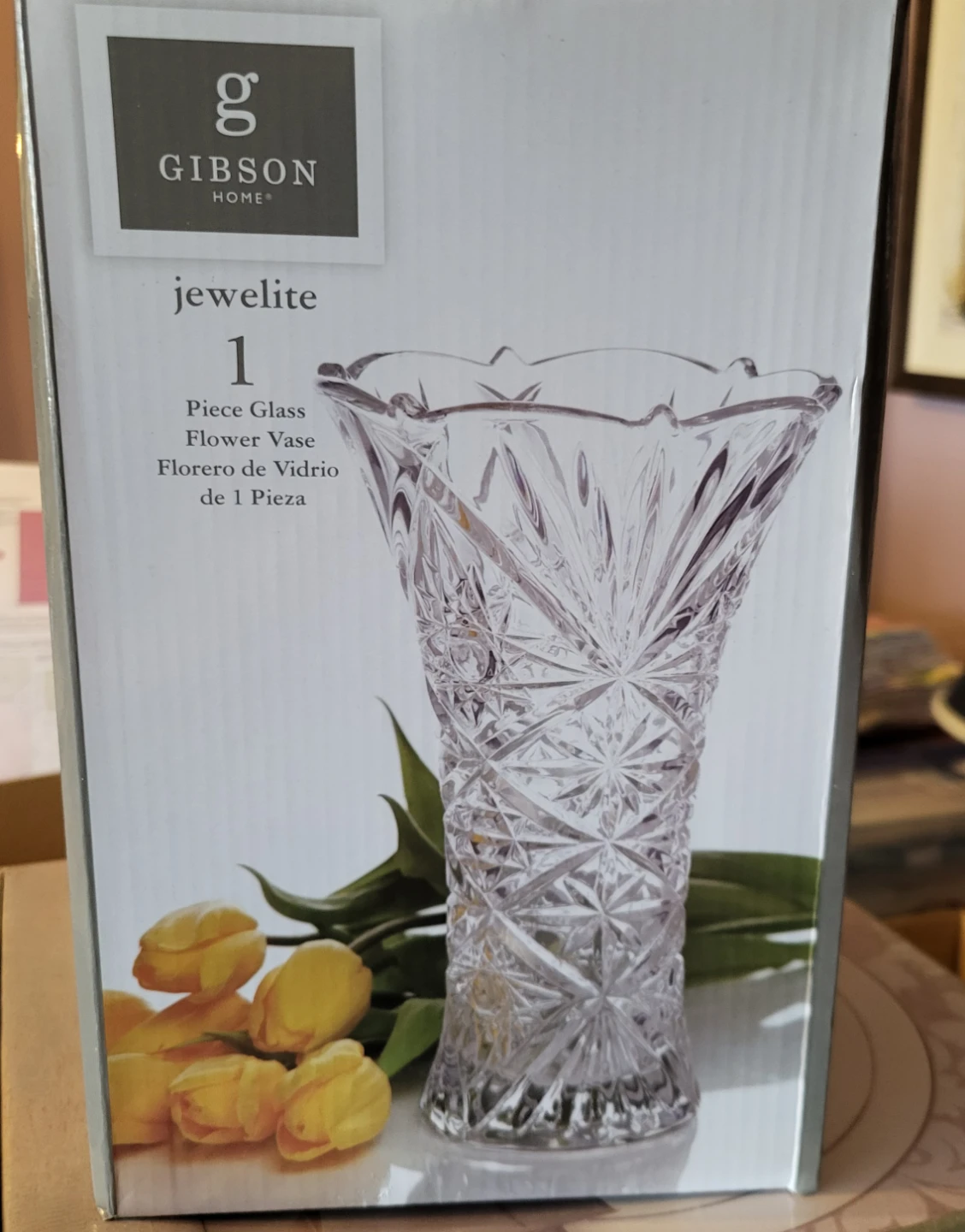 Gibson Home Jewelite Glass Flower Vase