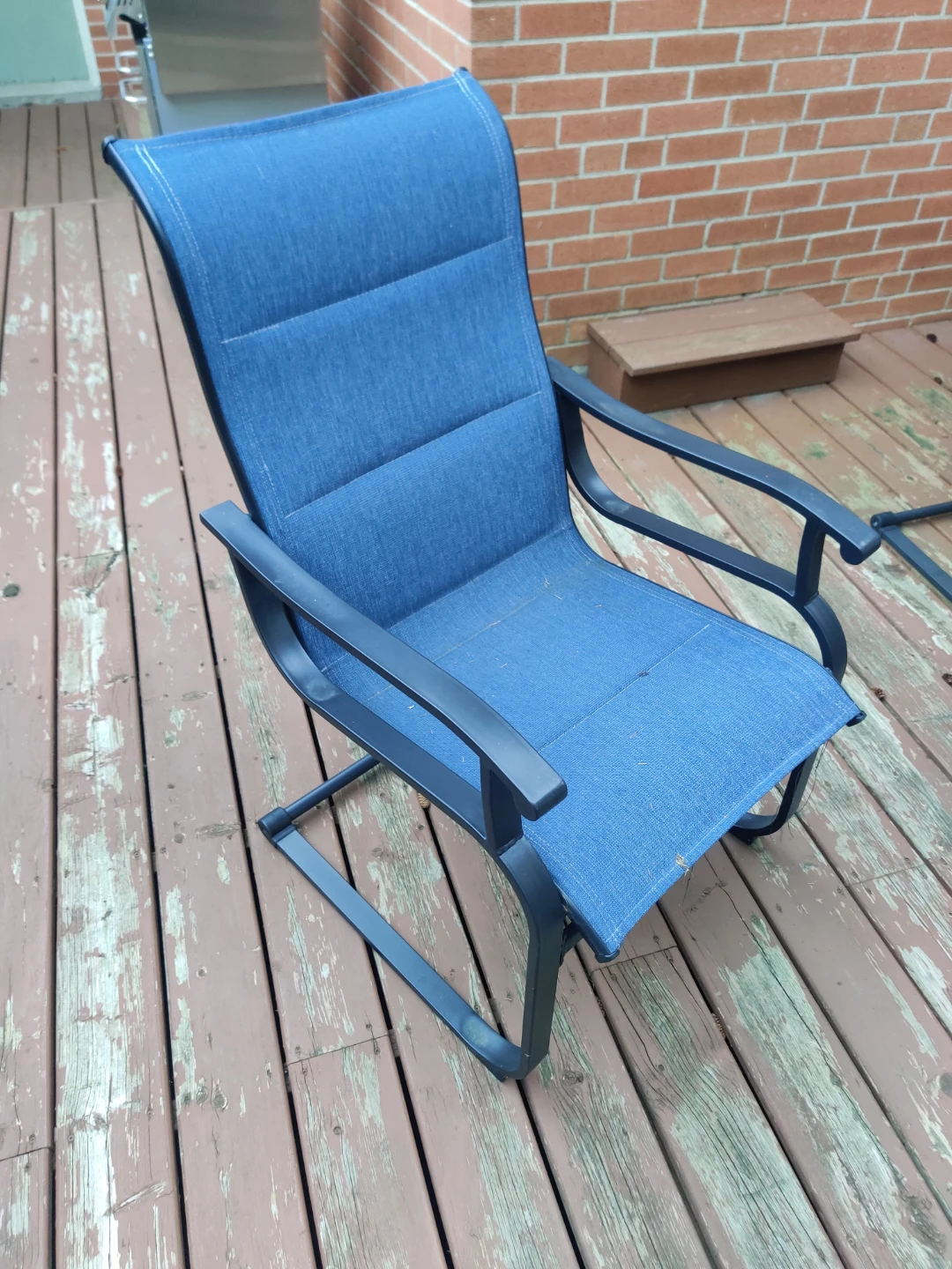 Blue Metal Outdoor Patio Chair - photo 2