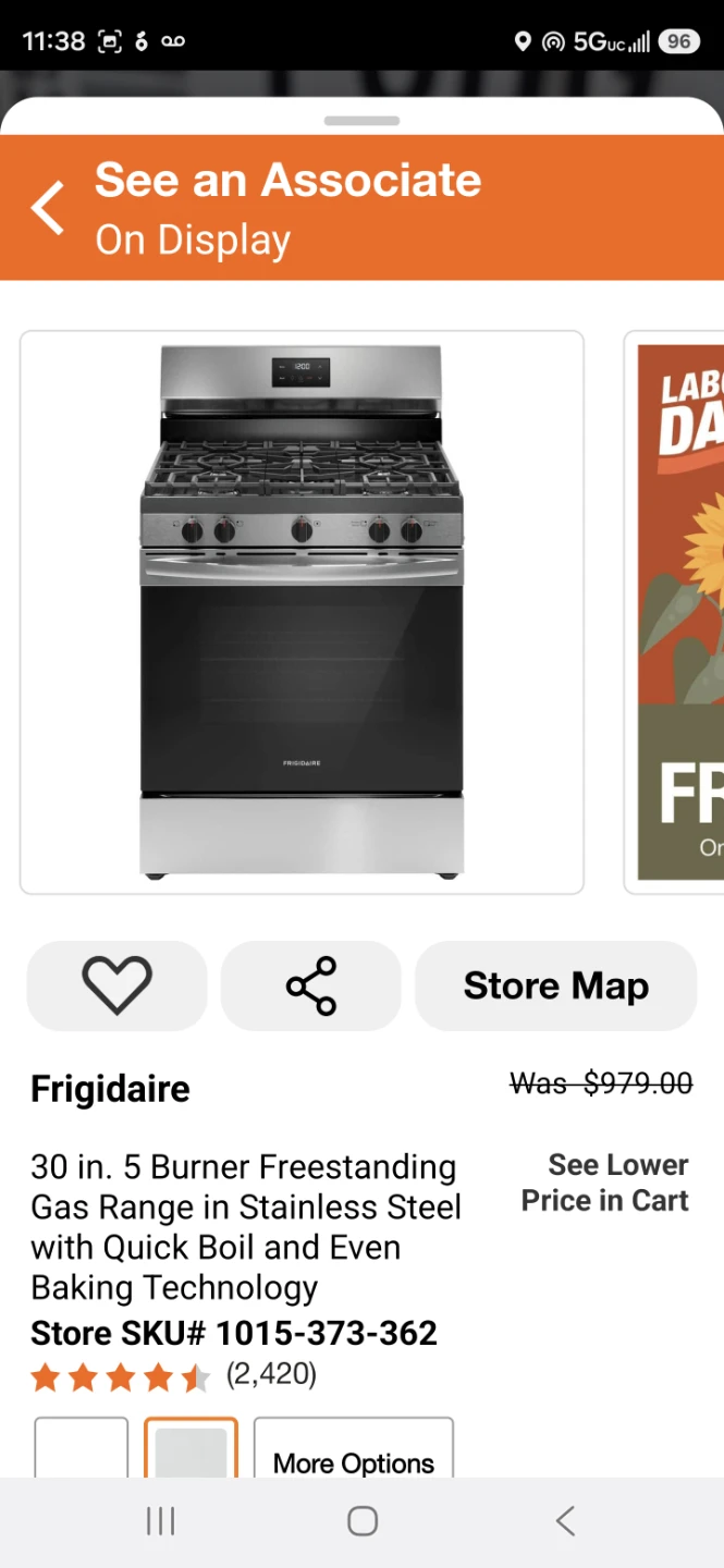 Frigidaire 30 in. 5 Burner Gas Range - Stainless Steel