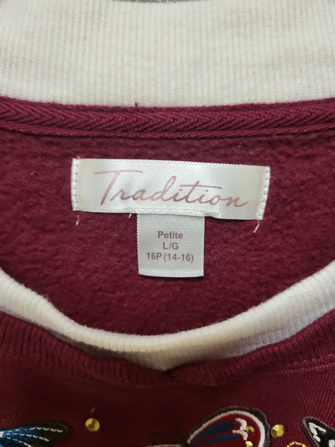 Tradition Embroidered Butterfly Sweatshirt, Petite, Large, New - photo 4
