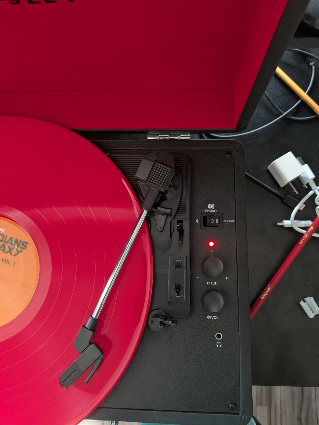 Crosley Turntable with Guardians of the Galaxy Vinyl