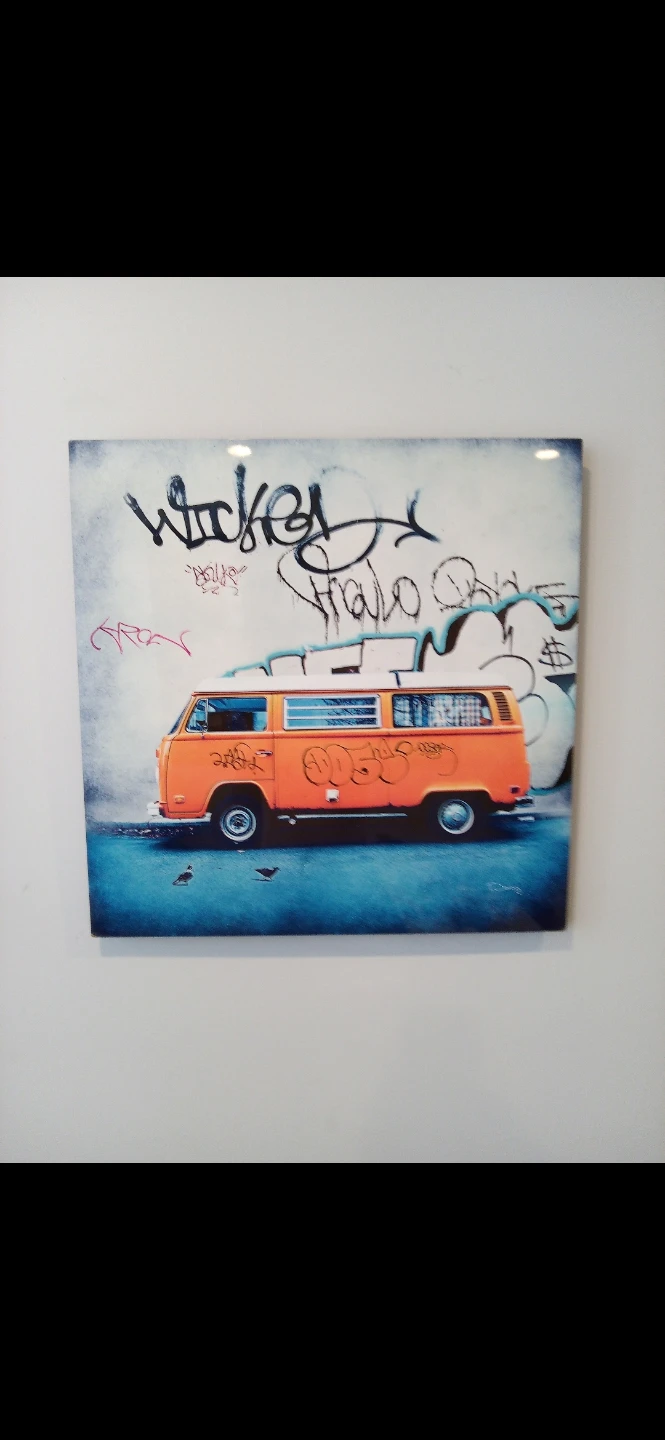 Orange VW Van Street Art Wall Decor