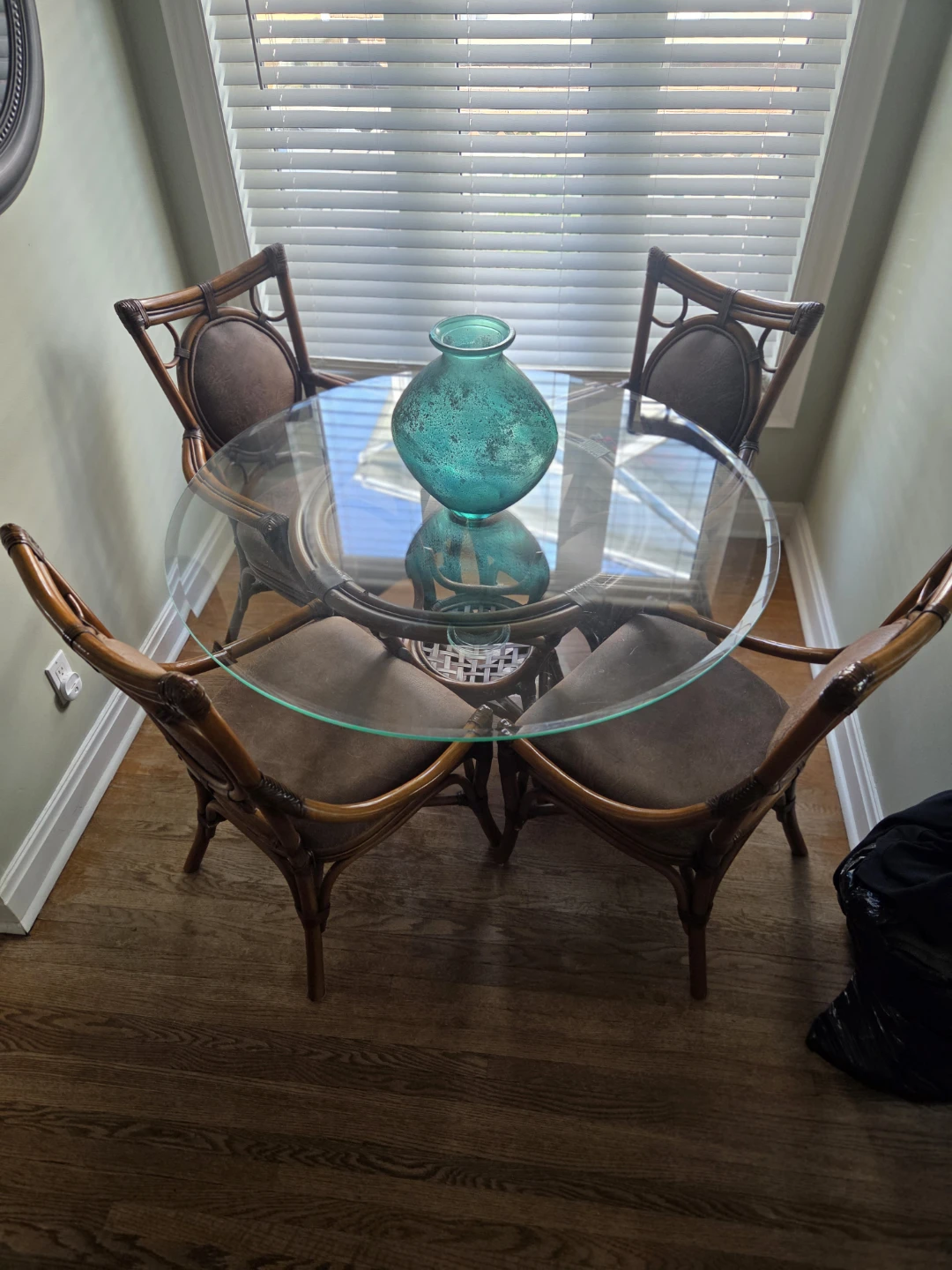 Rattan Dining Table + 4 Chairs