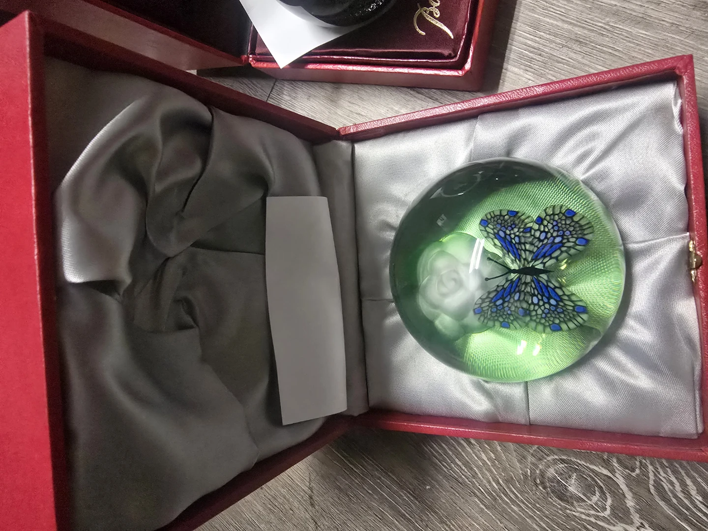 Baccarat Glass Paperweight with Blue Butterfly