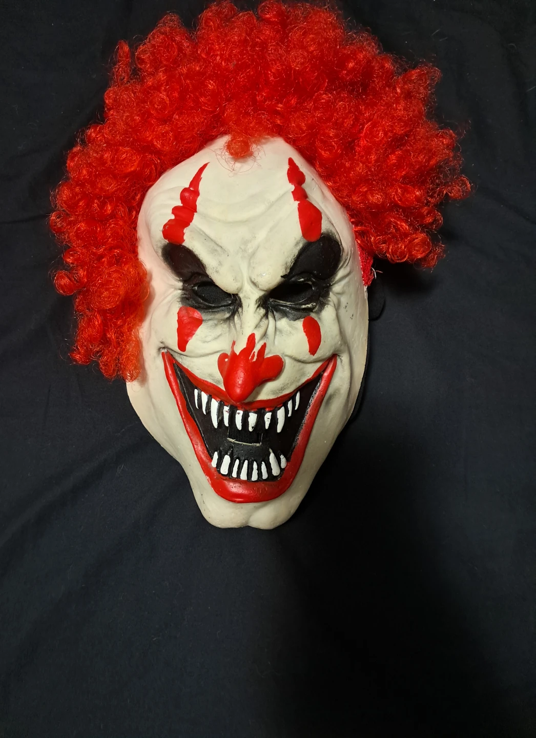 Creepy Clown Halloween Mask with Red Curly Hair - photo 2