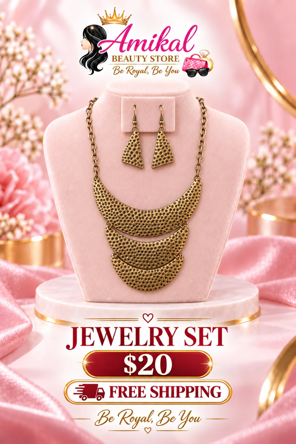 Amikal Jewelry Set Bronze Tone