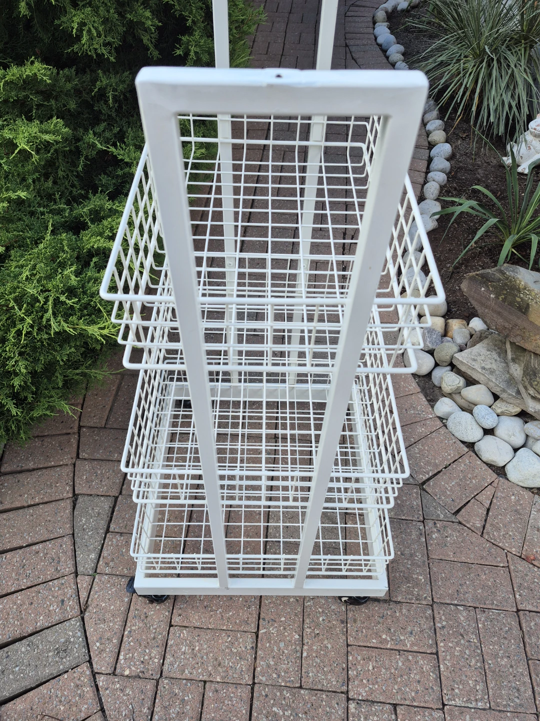 White 3-Tier Rolling Wire Storage Cart - photo 3