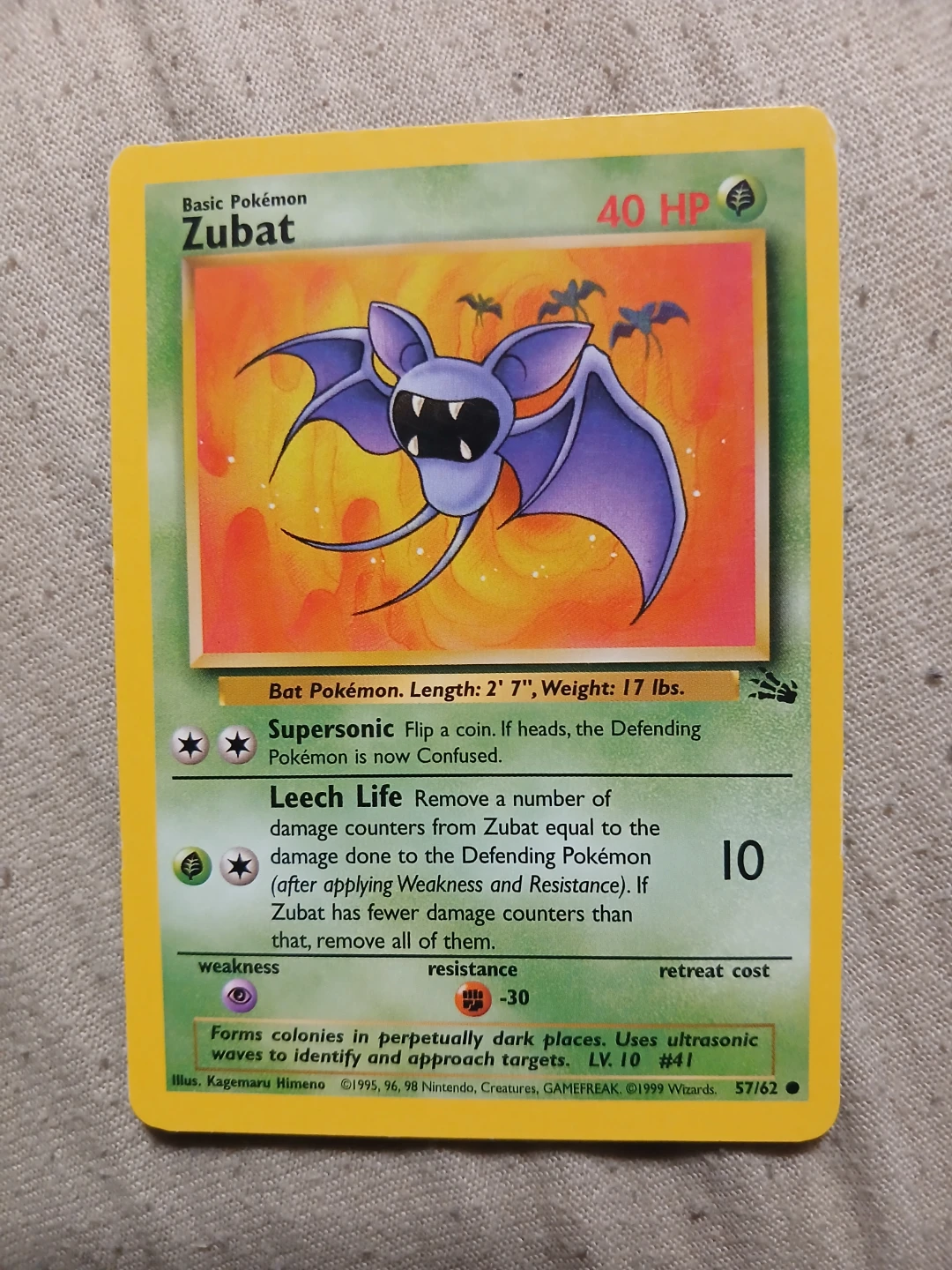 Zubat 57/62 1999 Pokémon Card