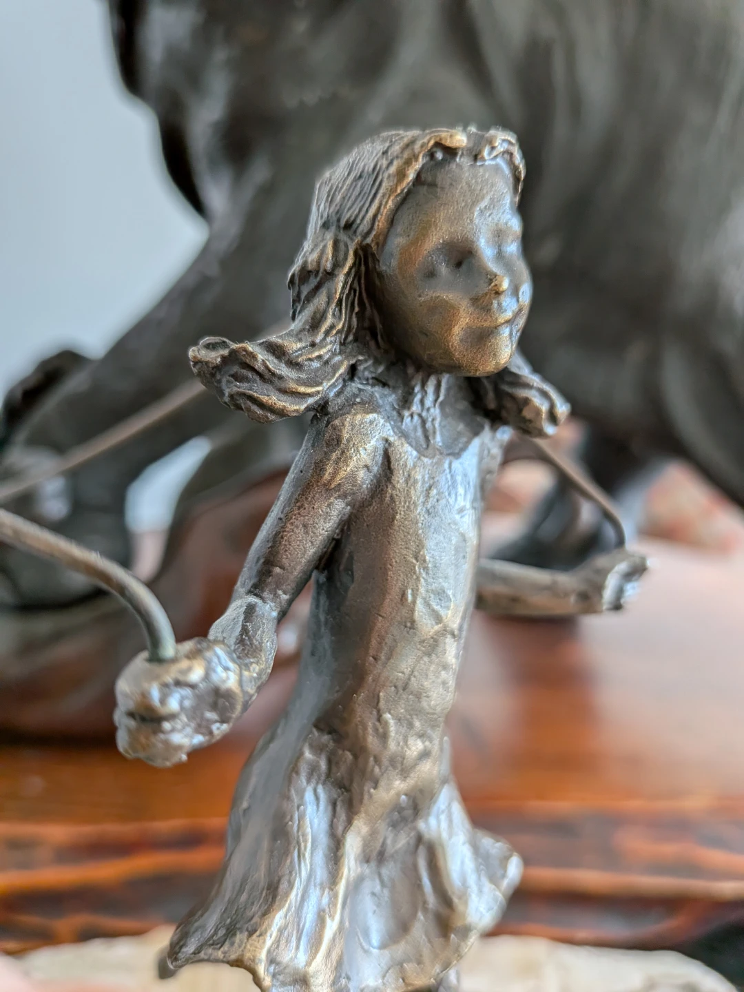 Antique Bronze Girl Skipping Sculpture - photo 5