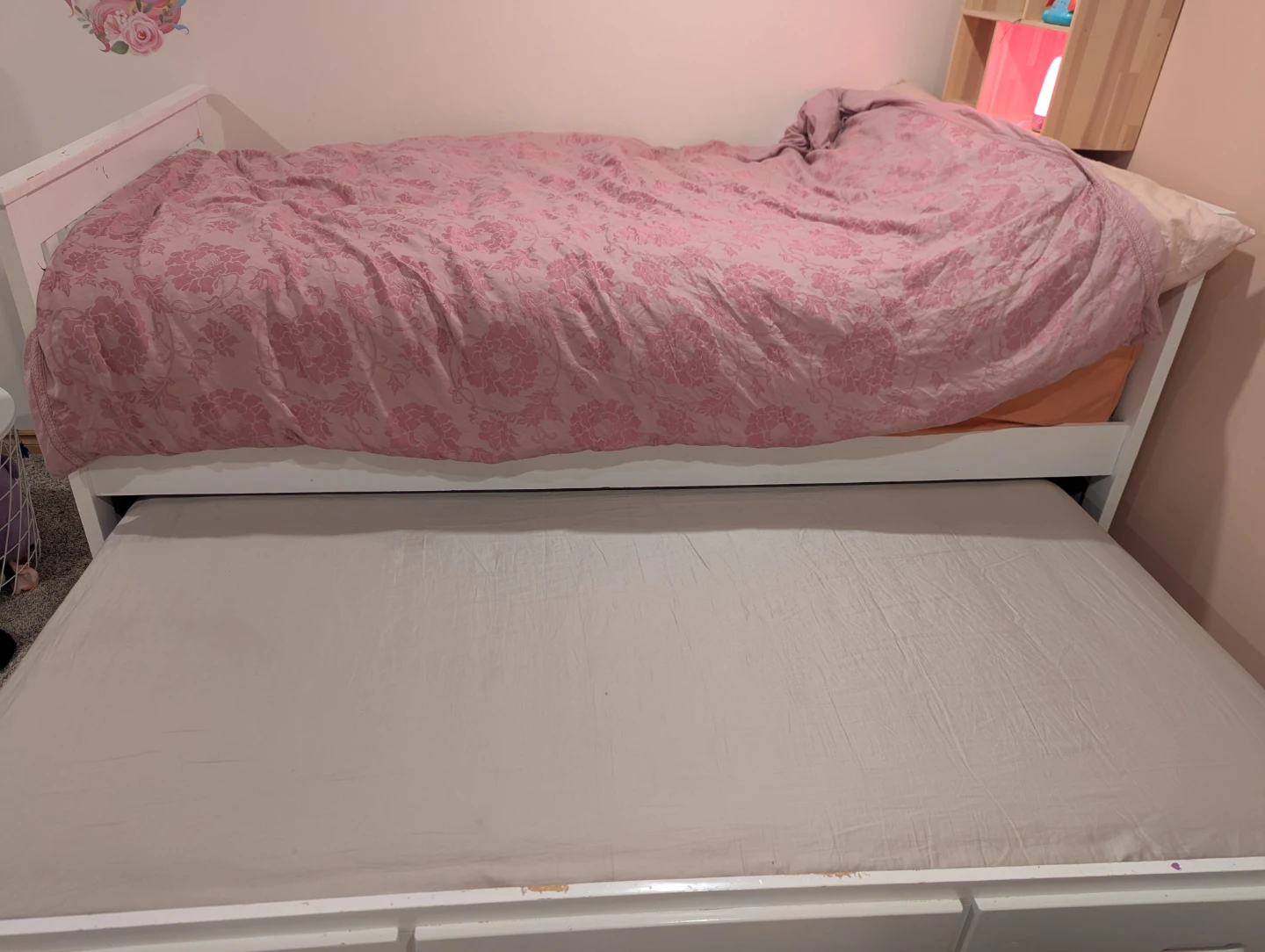 White Single Bed with Trundle and Drawers - photo 2