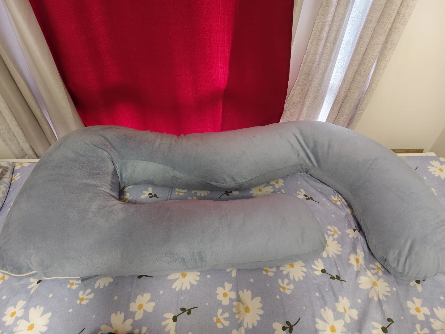 Blue U-Shaped Body Pillow