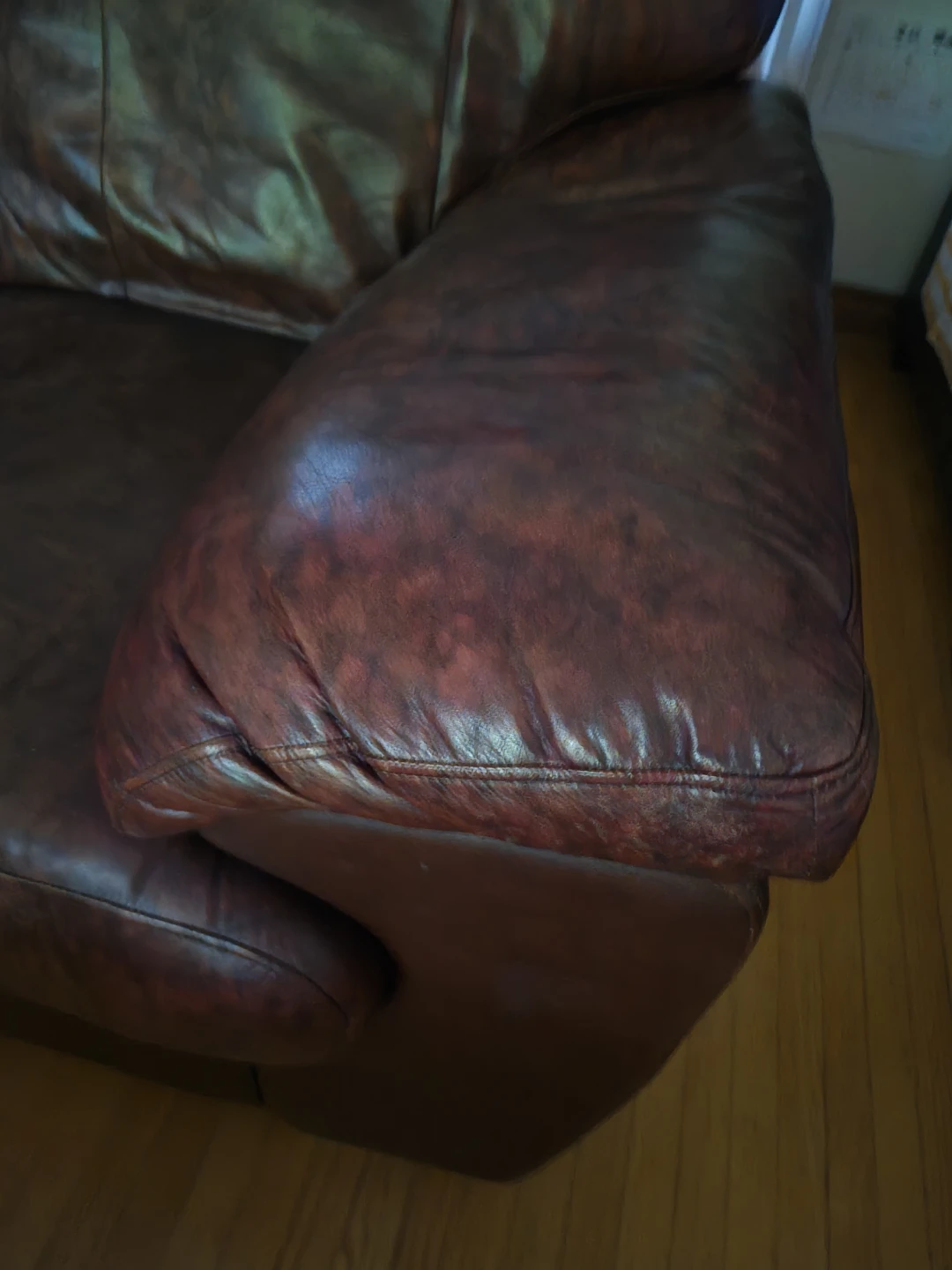Brown Leather Loveseat Sofa - photo 3