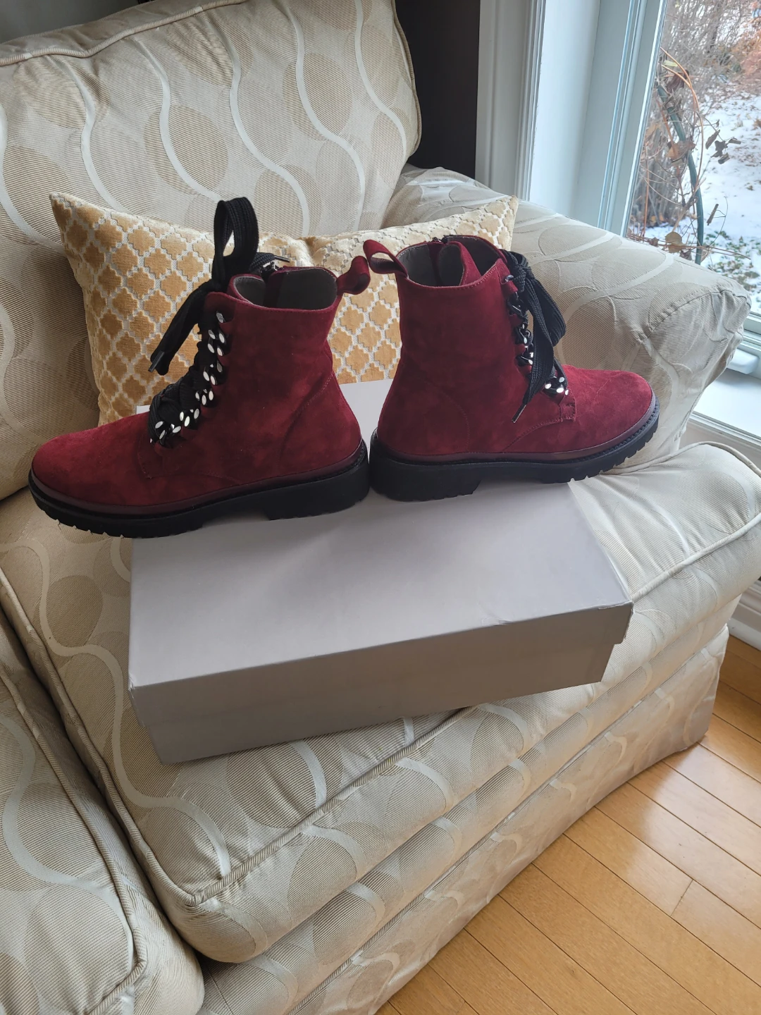 New w Tags Ron White Burgundy suede lace-up boots - photo 2