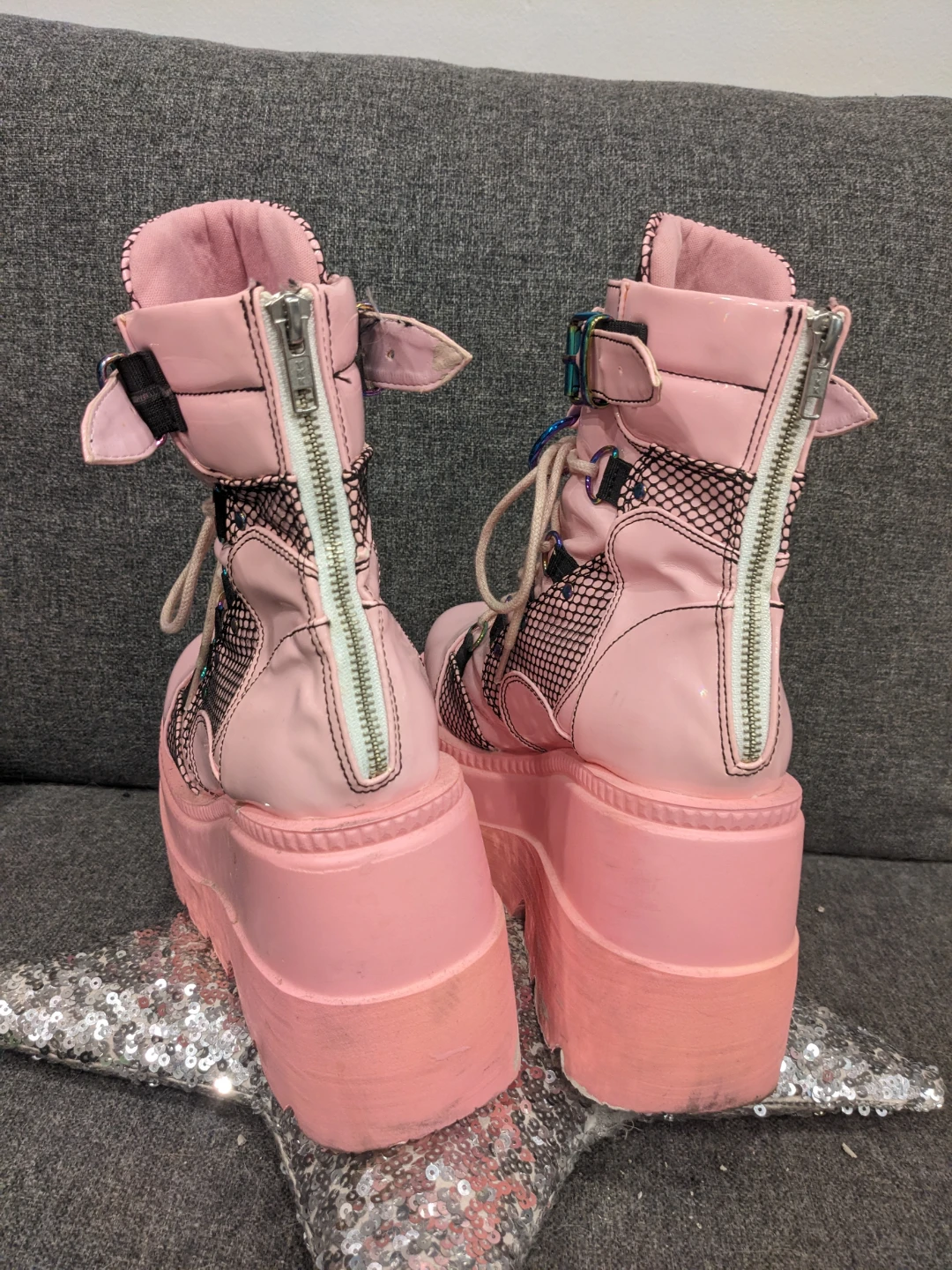 Demonia Pink Shaker 60 platform gothic irridescent metal accents - photo 4