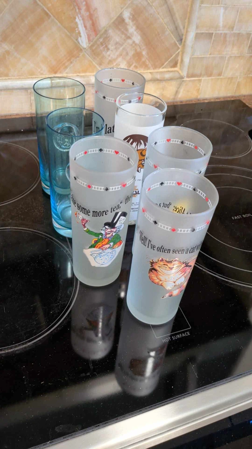 Assortment of Frosted and Clear Drinking Glasses