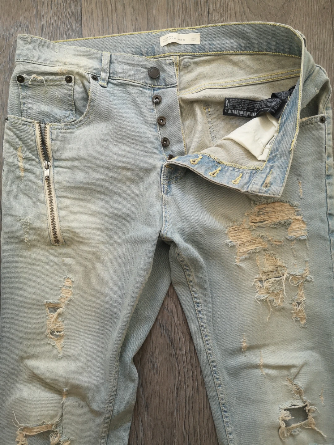 Zara Man Distressed Denim Jeans Size 38 - photo 2
