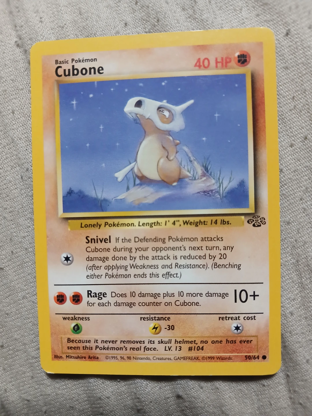 Cubone 50/64 1999 Pokémon Card