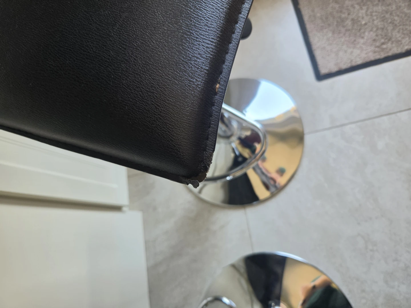 3 Black Faux Leather Bar Stools - photo 3
