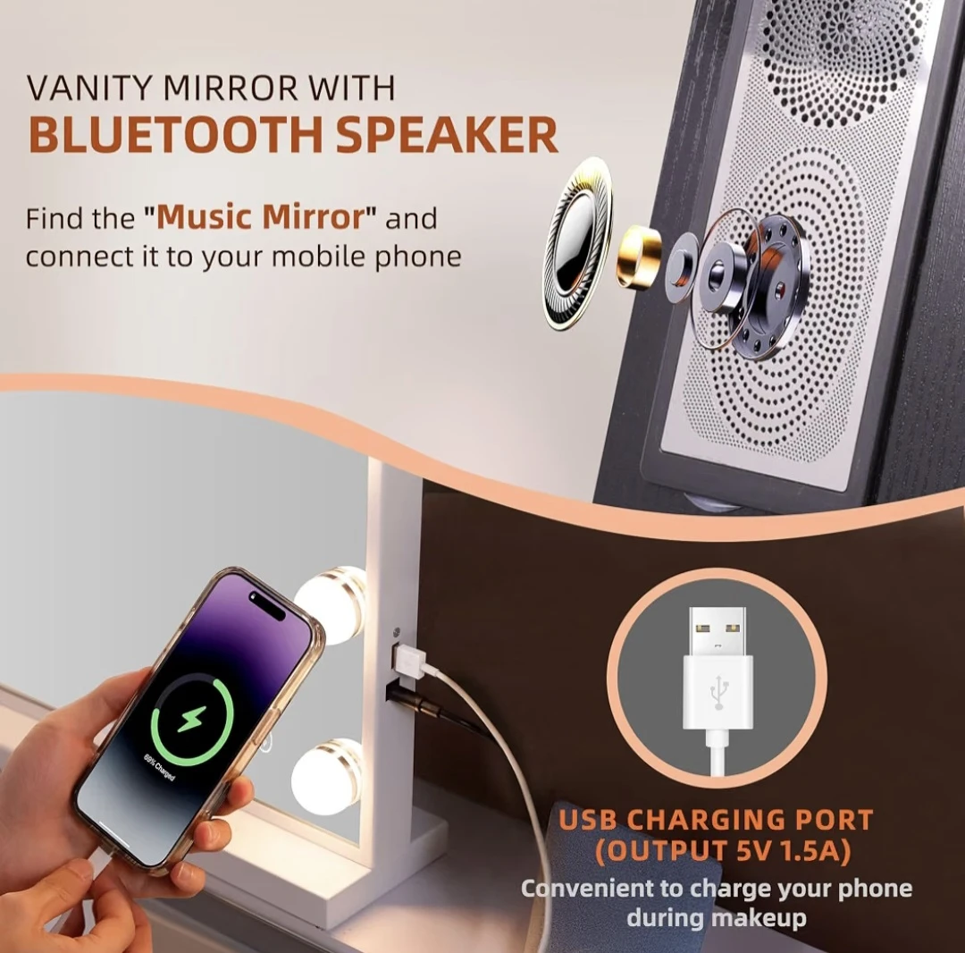 🚨🫠Combo: BT Speakers, Mirror (Wall/Desk) w Charge Station 💥 - photo 2