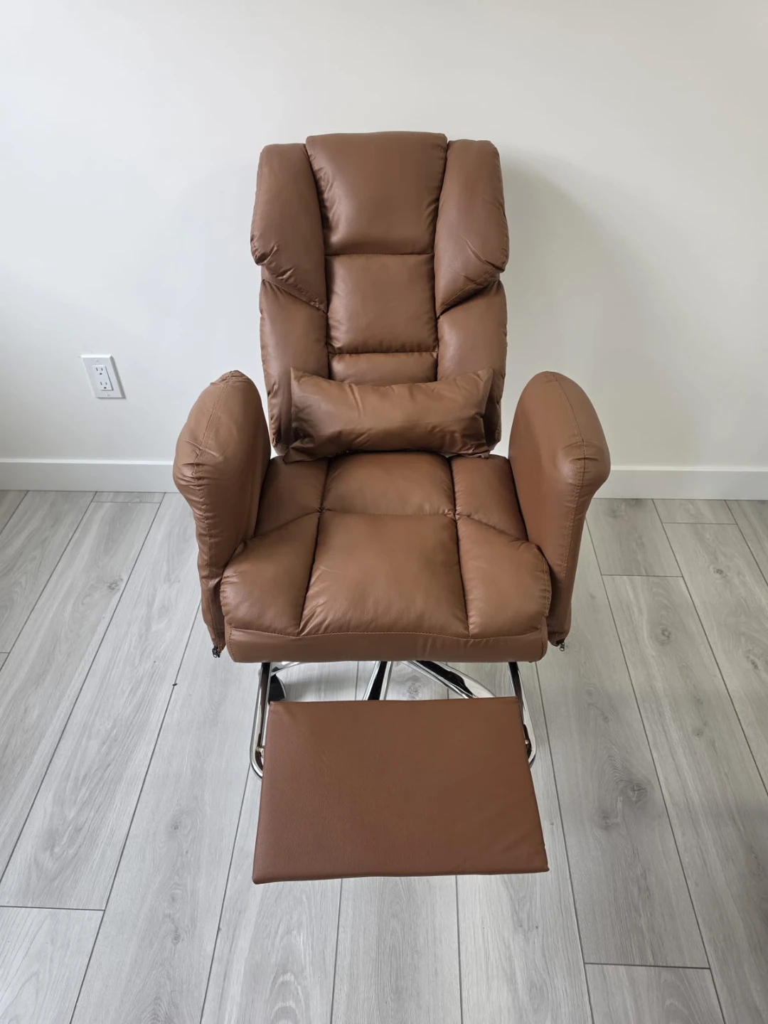 Brown Faux Leather Reclining Office Chair