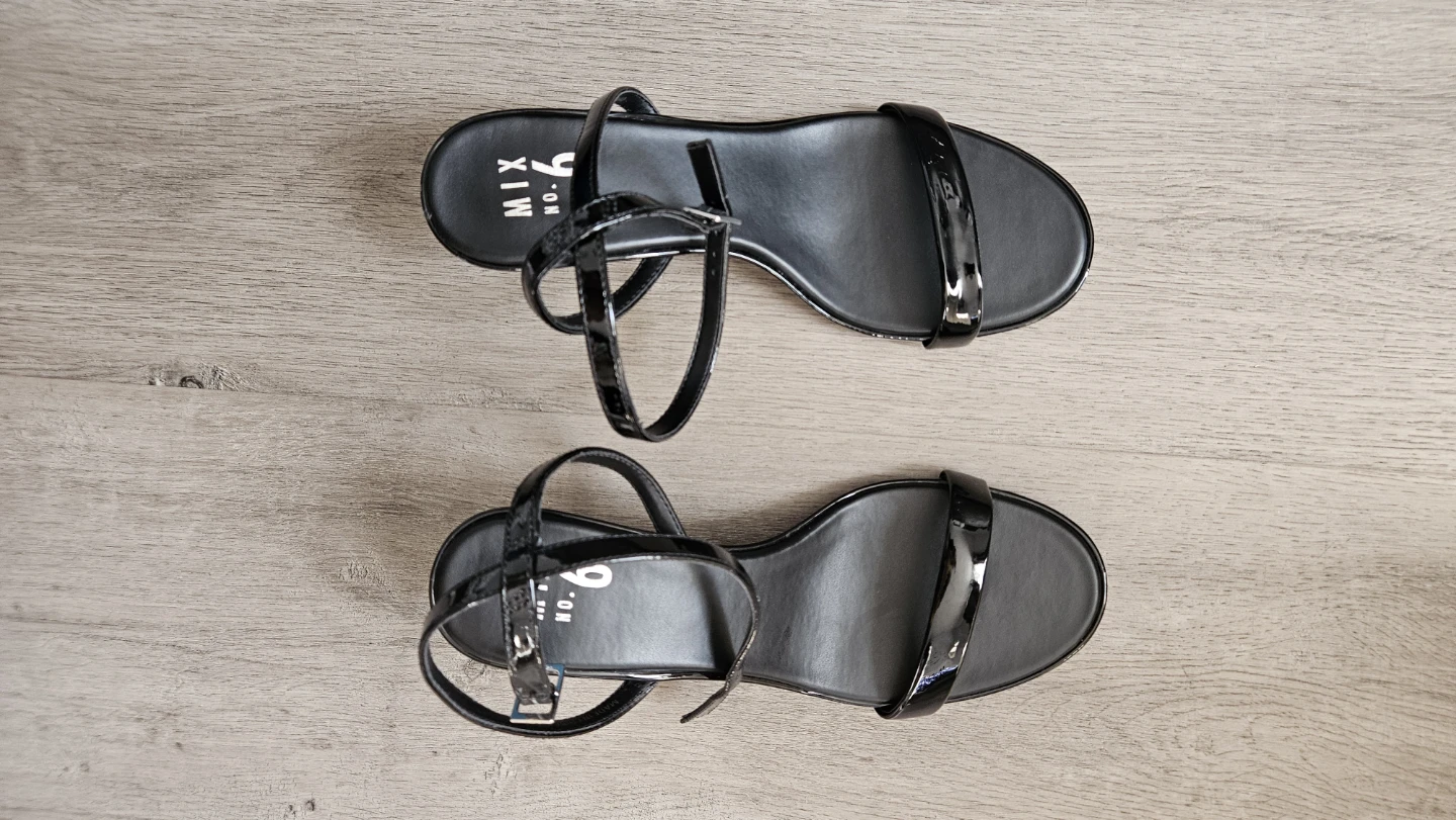 Size 9, Mix No. 6 Black Ankle Strap Sandals, Heels, almost new
