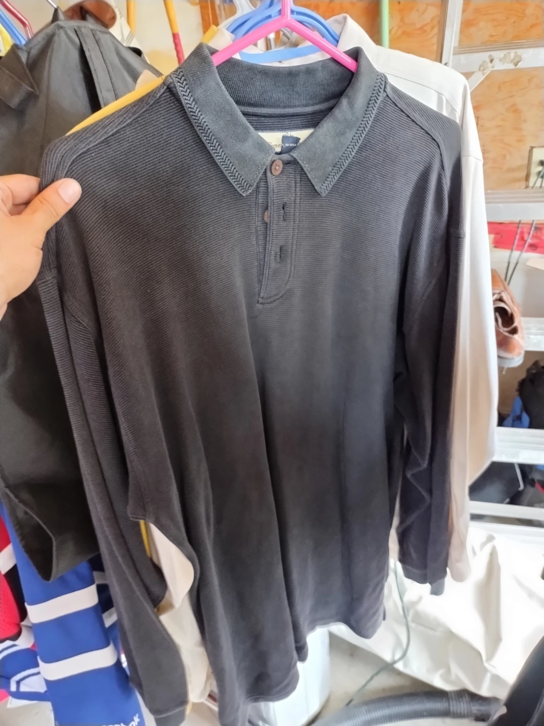 Black Long-Sleeve Polo Shirt