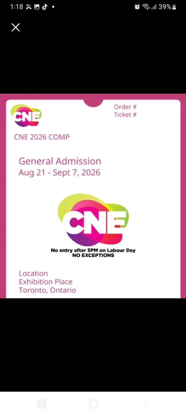 CNE General Admission Ticket - August 21-September 7, 2026