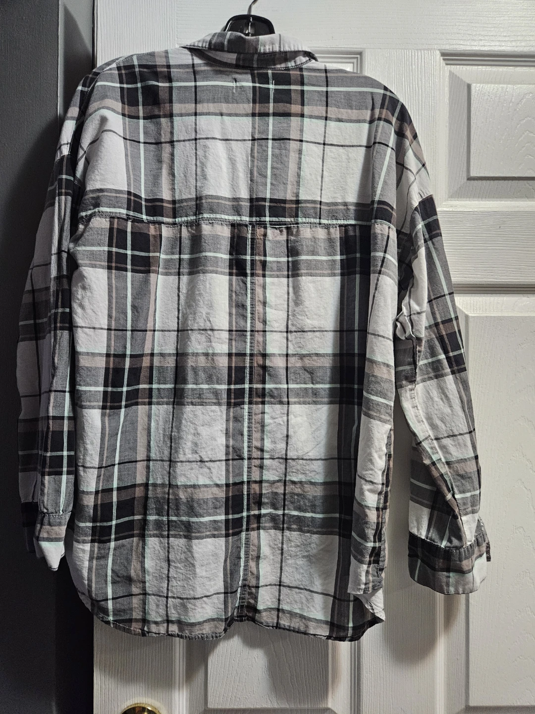 Women's Navy Boyfriend Plaid Shirt - photo 3
