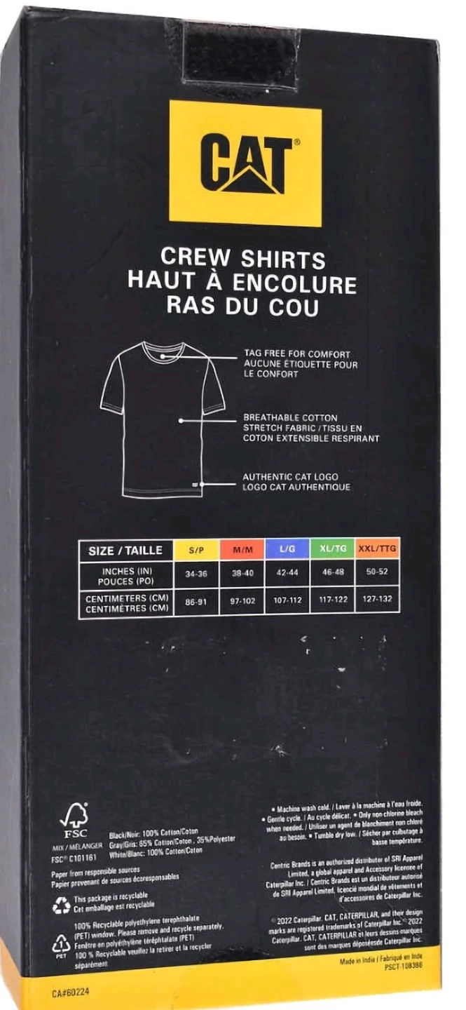 New Medium Caterpillar Men's Crew Shirts 4-Pack - White Medium - photo 3